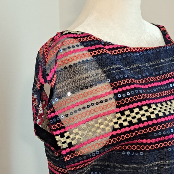 Trina Turk Breene Multi Color Sequin Stripe Shift Dress Size 4 NWT - Picture 5 of 8